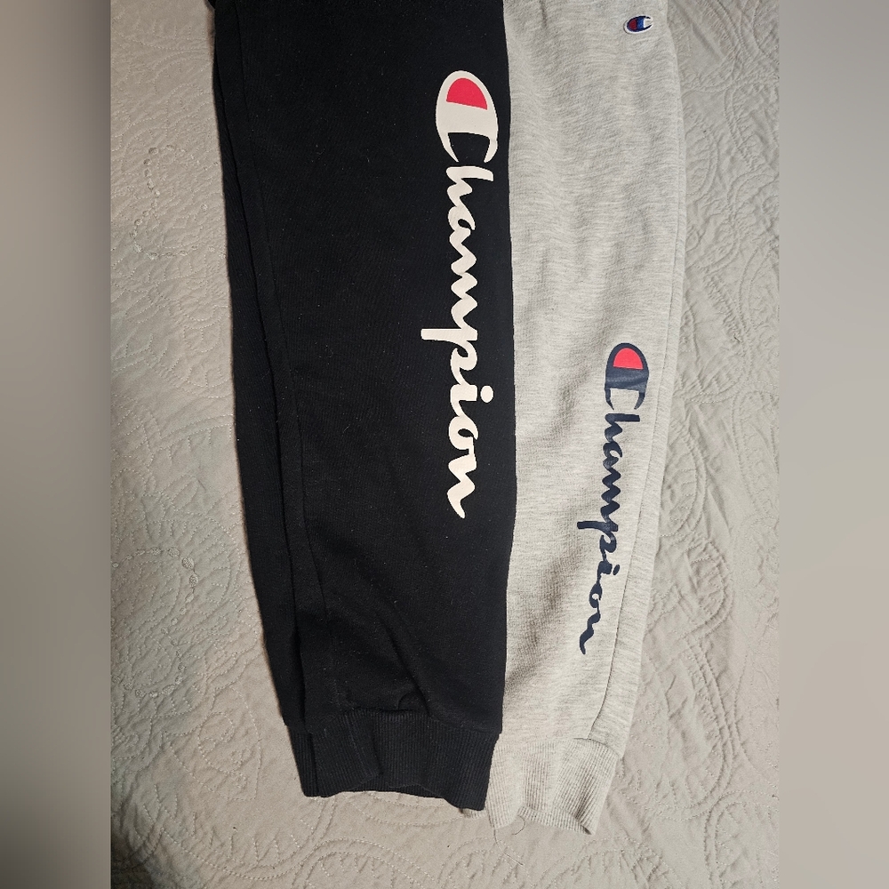 Champion Black and Gray Logo Joggers. Youth Large